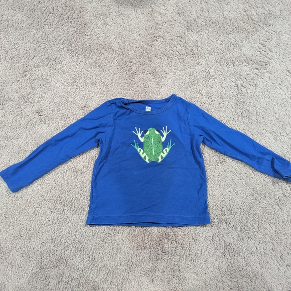 Tea Collection Blue Long Sleeve Shirt with Green Frog - Picture 1 of 5
